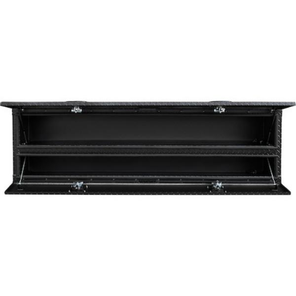 Buyers Products Flatbed Contractor Top Mount Truck Box With Drop Down Doors 96" Matte Black Aluminum 1722593