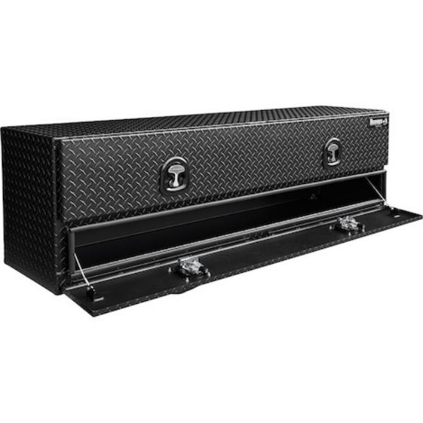 Buyers Products Flatbed Contractor Top Mount Truck Box With Drop Down Doors 96" Matte Black Aluminum 1722593