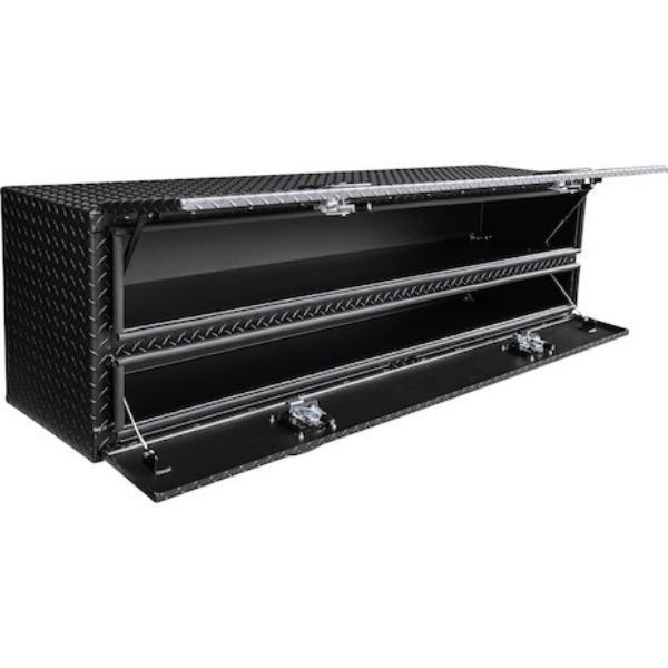 Buyers Products Flatbed Contractor Top Mount Truck Box With Drop Down Doors 96" Matte Black Aluminum 1722593