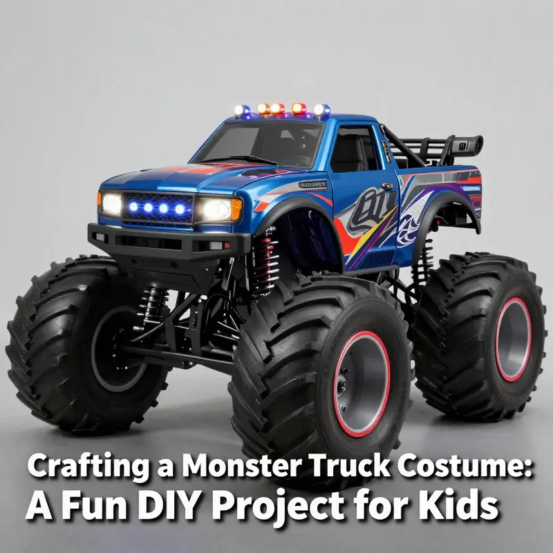 Essential materials arranged for crafting a DIY monster truck costume.