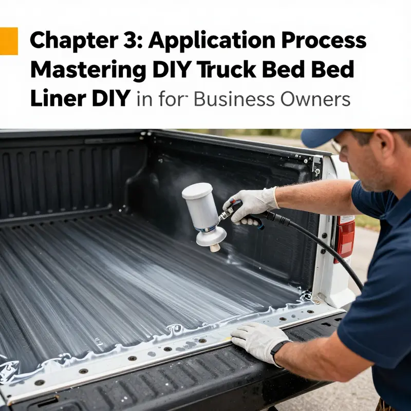A well-prepared workspace set for spraying truck bed liner, highlighting the importance of preparation.