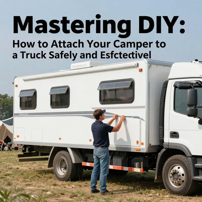 An image of a business owner attaching a camper to a truck, ready for adventure at a campsite.