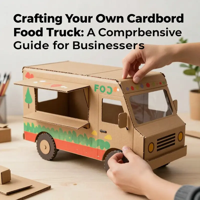 A well-organized table showcasing all the necessary materials for making a cardboard food truck.