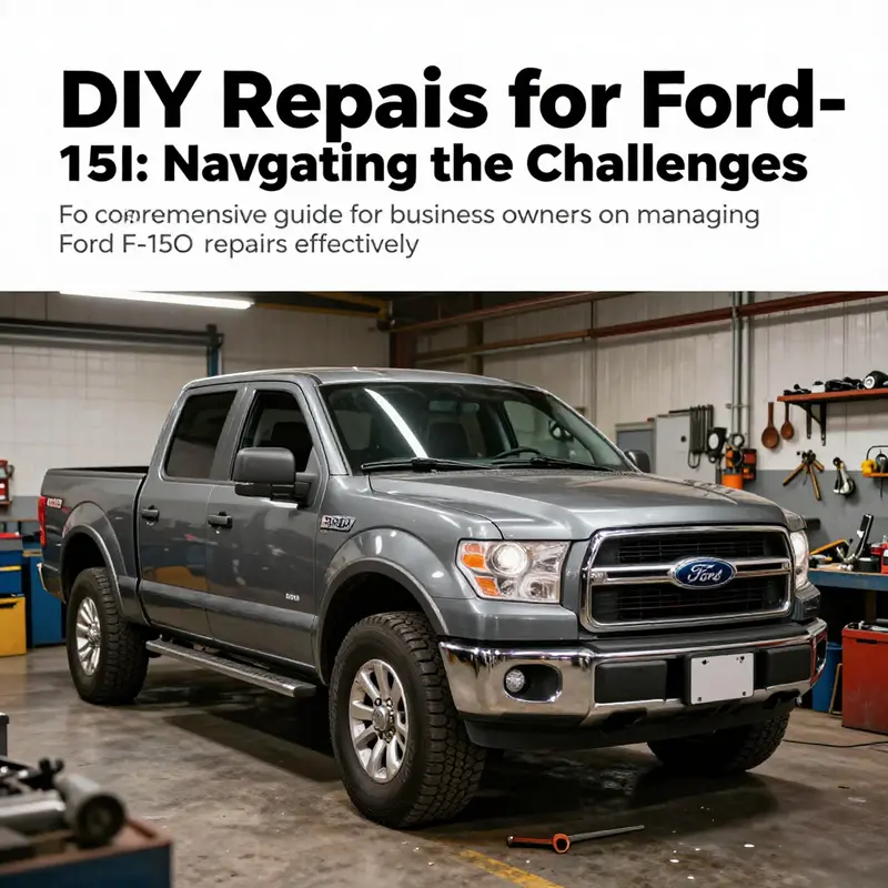 A Ford F-150 in a workshop setting, surrounded by tools and repair projects, showcasing the DIY ethos.