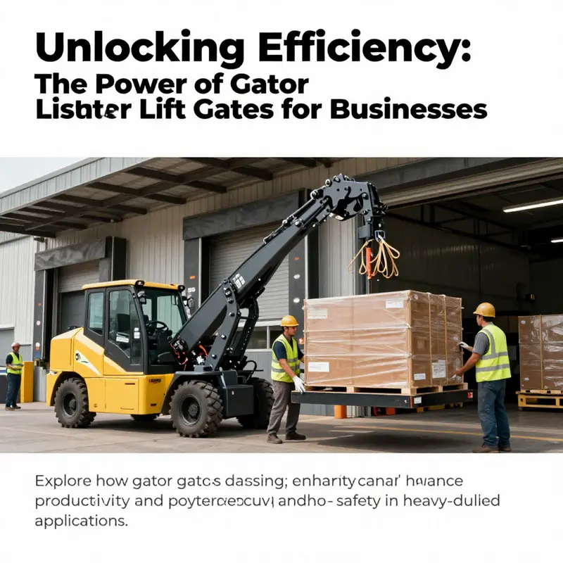 A vibrant scene displaying a gator lift gate being actively used in a loading dock, emphasizing efficiency in cargo management.
