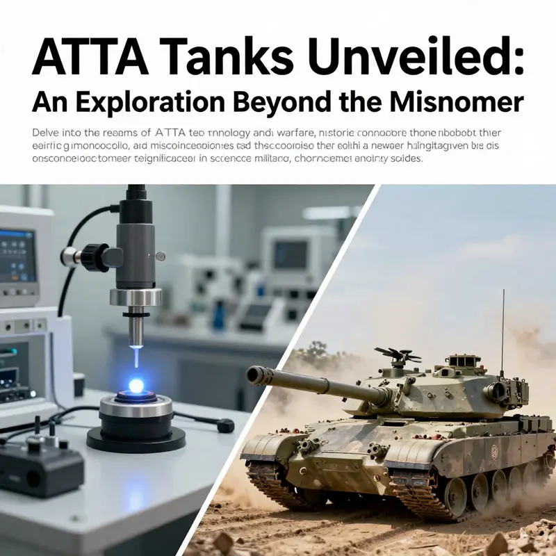 A split image showing atom trap analysis equipment and military tanks.