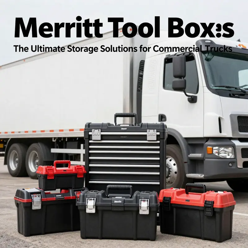 A range of Merritt tool boxes arranged in front of a commercial truck, demonstrating their significance in tool security for drivers.