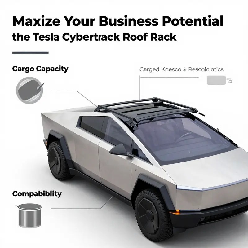 The Tesla Cybertruck Roof Rack featuring robust aluminum crossbars built for durability.