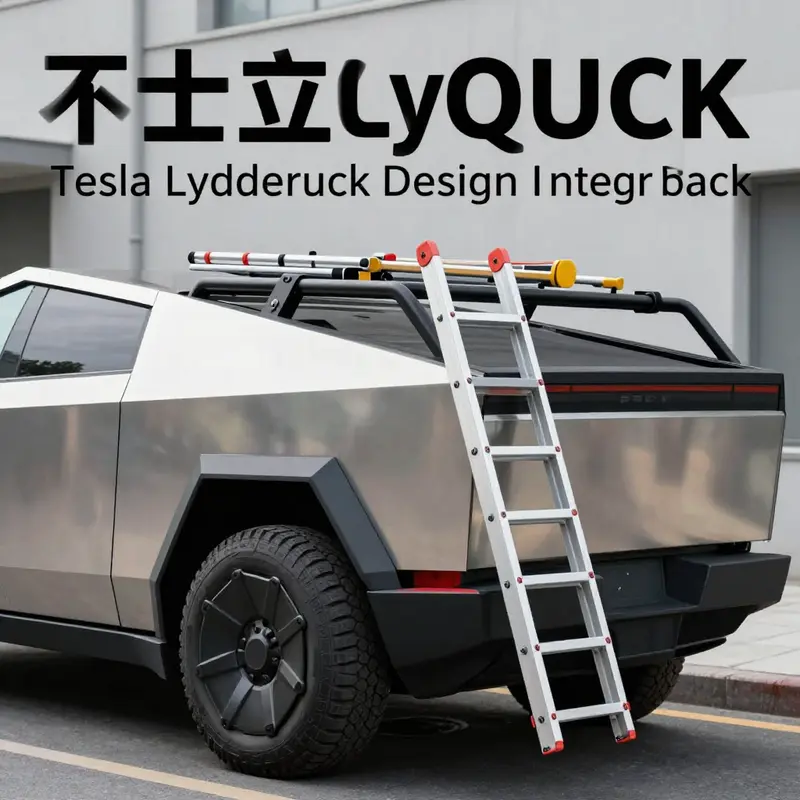 The Tesla Cybertruck with ladder rack demonstrates design and integration for maximum utility.