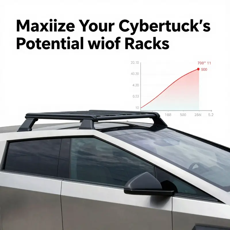 Different types of roof racks for the Tesla Cybertruck showcasing features and options.