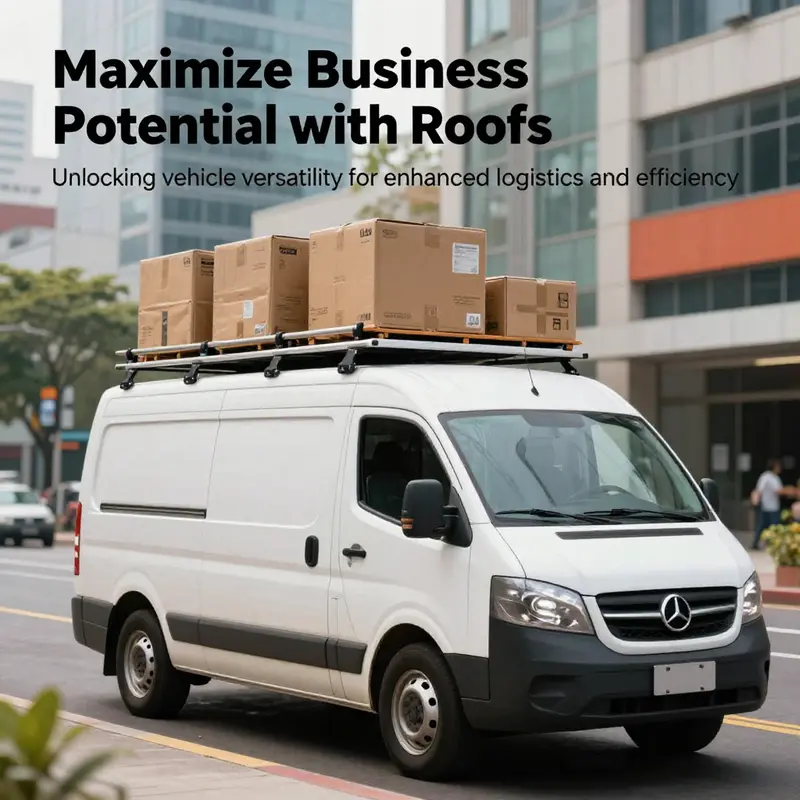 A delivery vehicle featuring a roof rack filled with goods, demonstrating enhanced logistics capabilities.
