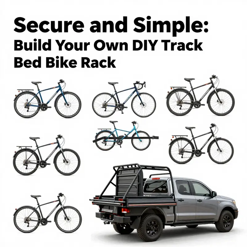 Visual designs illustrating various options for a DIY truck bed bike rack.