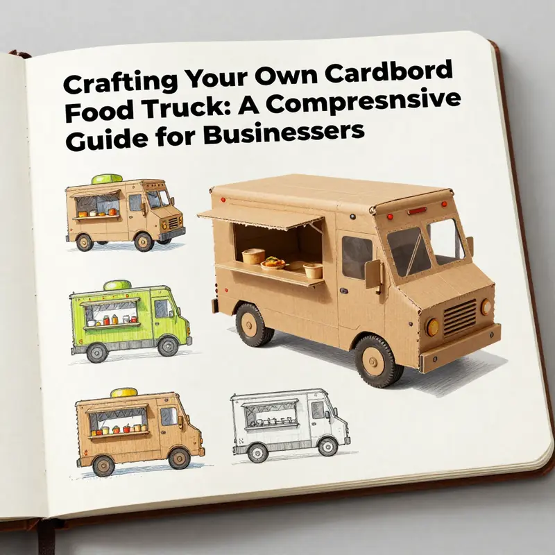 A well-organized table showcasing all the necessary materials for making a cardboard food truck.