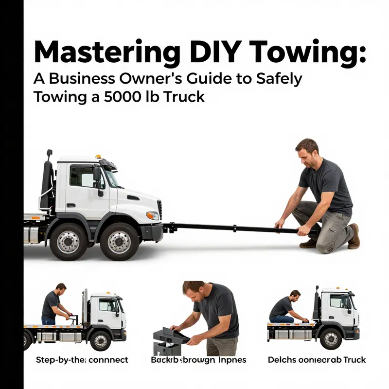Key equipment for DIY towing includes a suitable tow bar, safety chains, and wheel chocks.
