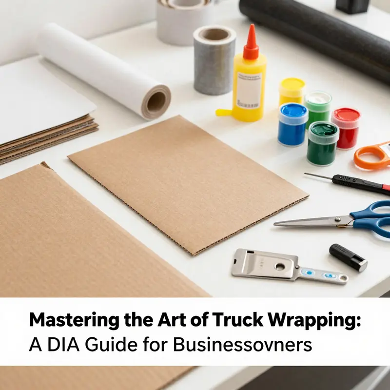 A DIY cardboard truck model showcases the colorful wrapping and attention to detail.