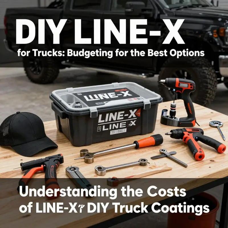 A comprehensive view of a DIY LINE-X kit ready for application, showcasing essential tools.
