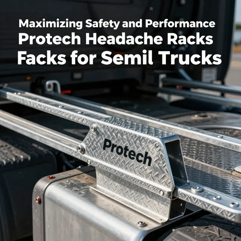 Protech headache rack demonstrating advanced safety features on a semi-truck.