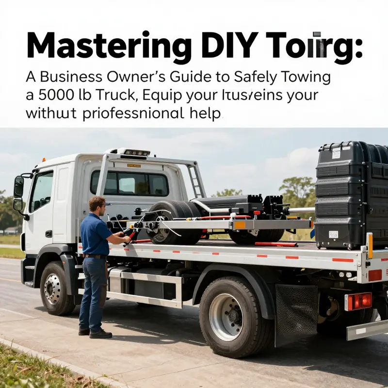 A business owner performing DIY towing of a 5000 lb truck, showcasing effective and safe towing techniques.