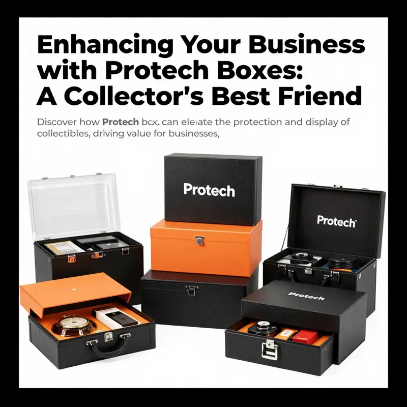 A collage of Protech boxes filled with collectibles, representing their effectiveness in protection and display.