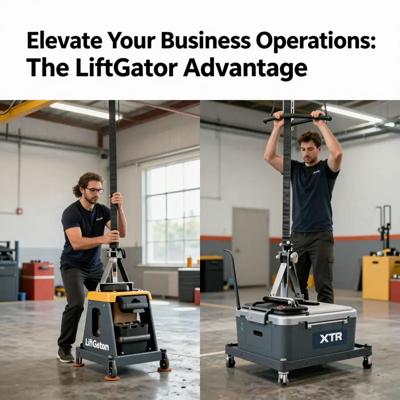 LiftGator XTR displayed in a warehouse, efficiently lifting heavy loads.