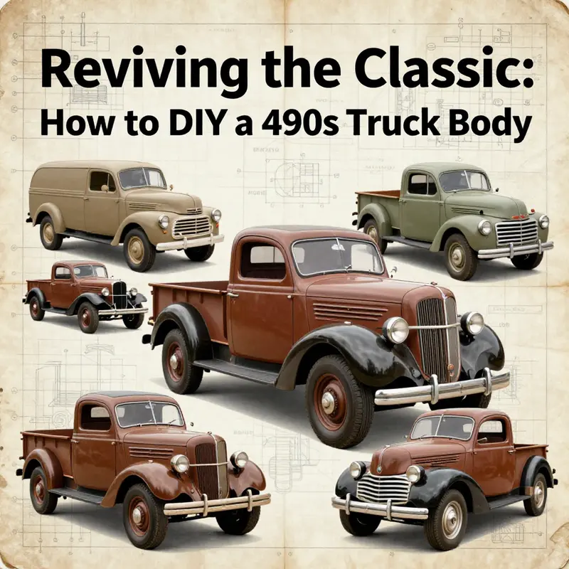 Vintage truck designs from the 1940s illustrating the iconic aesthetic.