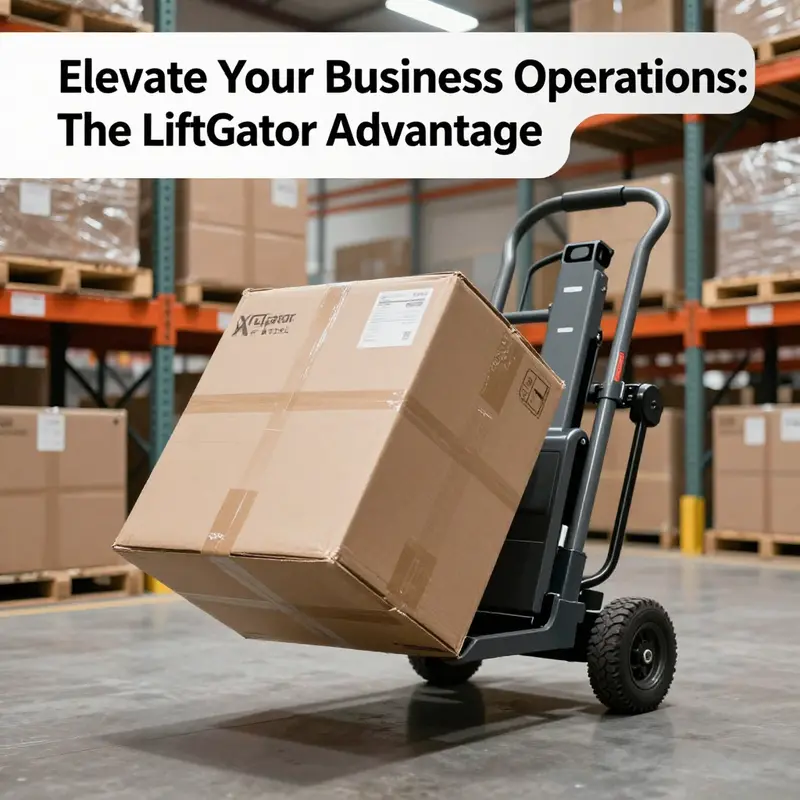 LiftGator XTR displayed in a warehouse, efficiently lifting heavy loads.