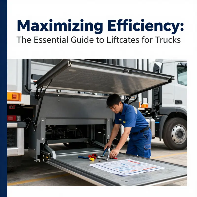 Illustration of a hydraulic liftgate highlighting its technical specifications.