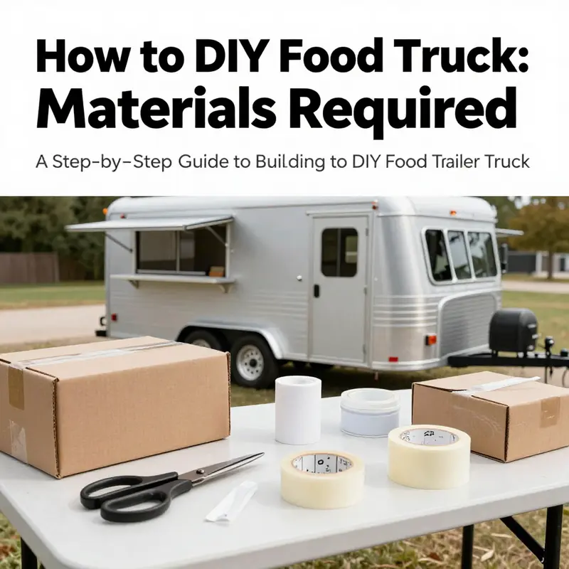 A design sketch illustrating the layout and features of a DIY food trailer truck.