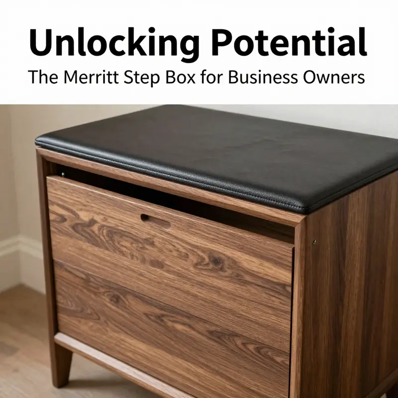 The Merritt Step Box features durable wood elements with a stylish leather surface, making it perfect for tasteful interiors.