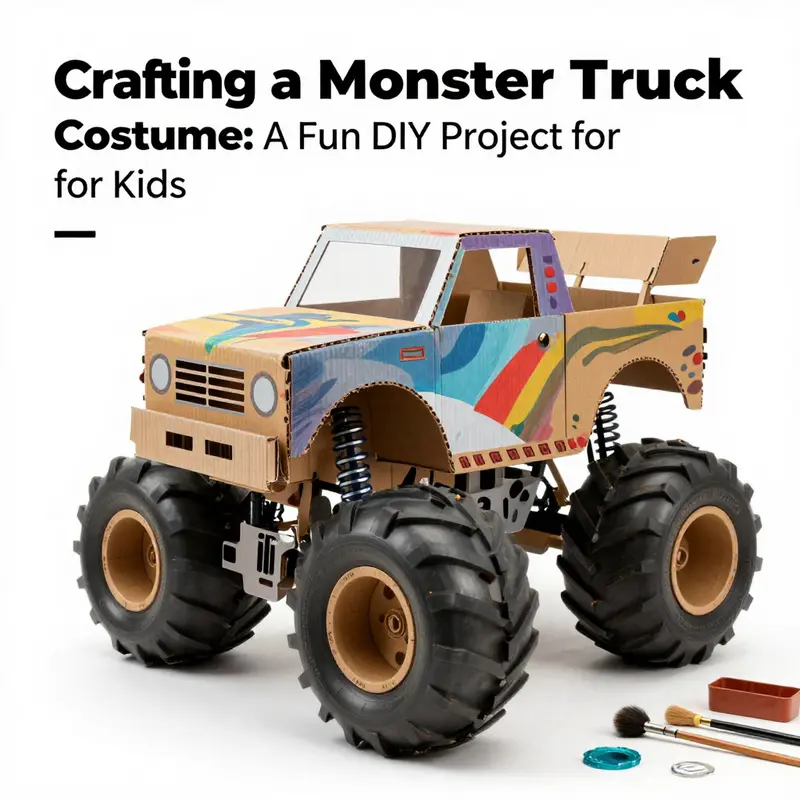 Essential materials arranged for crafting a DIY monster truck costume.