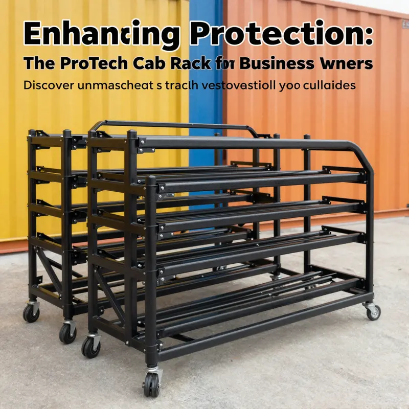 Multiple ProTech Cab Racks stacked, illustrating their readiness for secure transport.