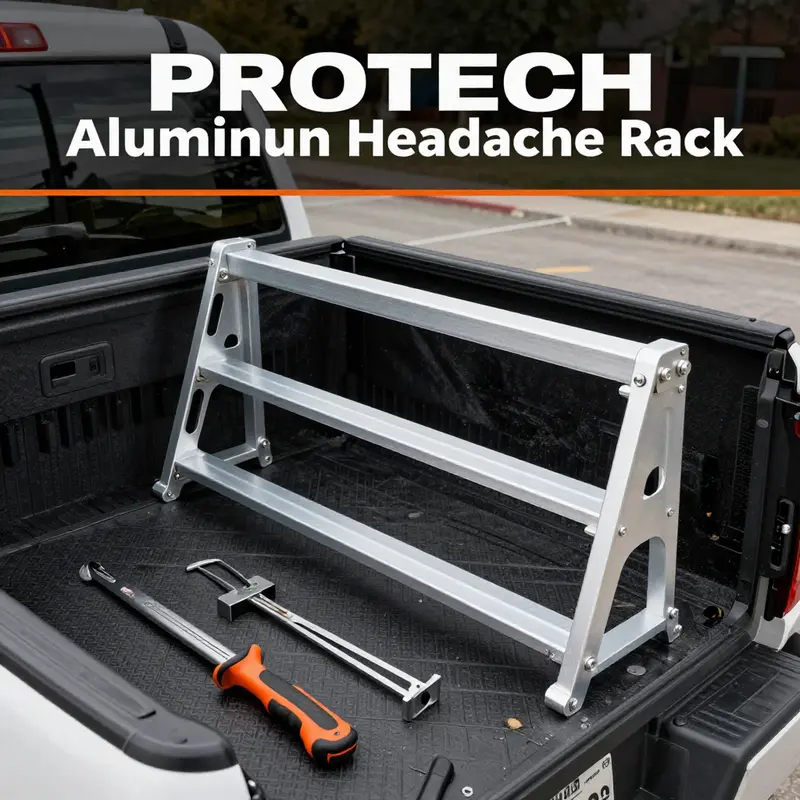 The durable PROTECH Aluminum Headache Rack designed for truck protection.