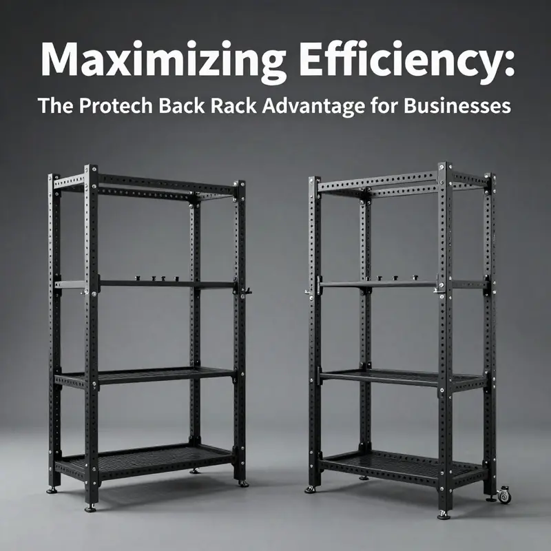 Showcasing the robust design and adjustable features of the Protech Back Rack.