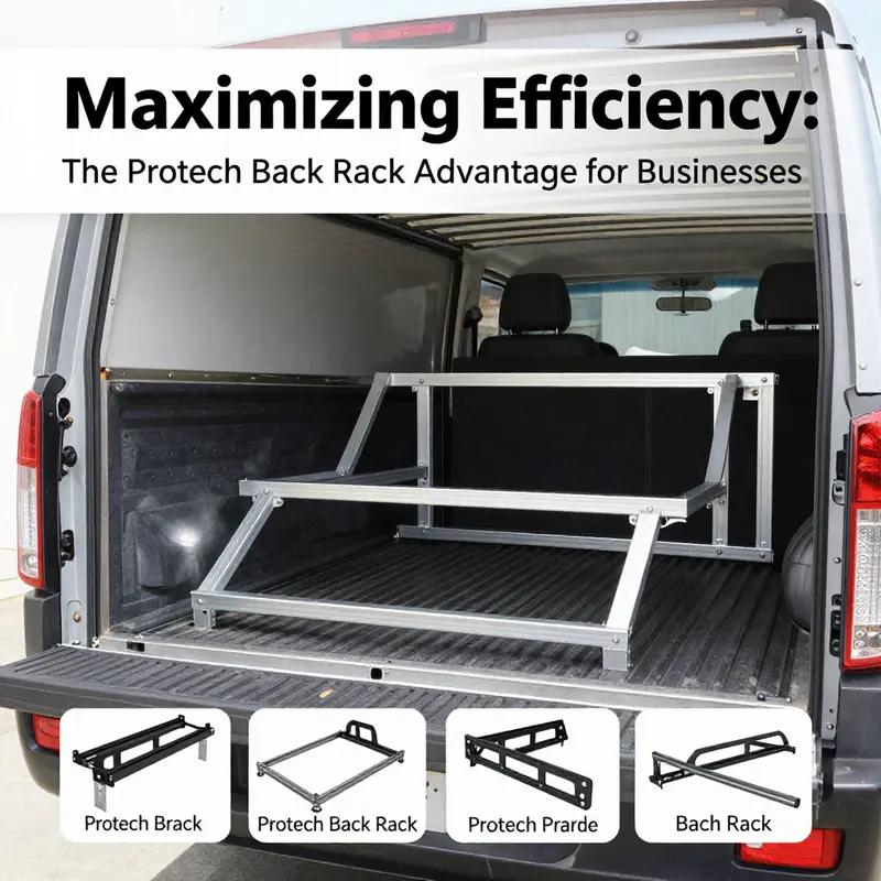 Showcasing the robust design and adjustable features of the Protech Back Rack.