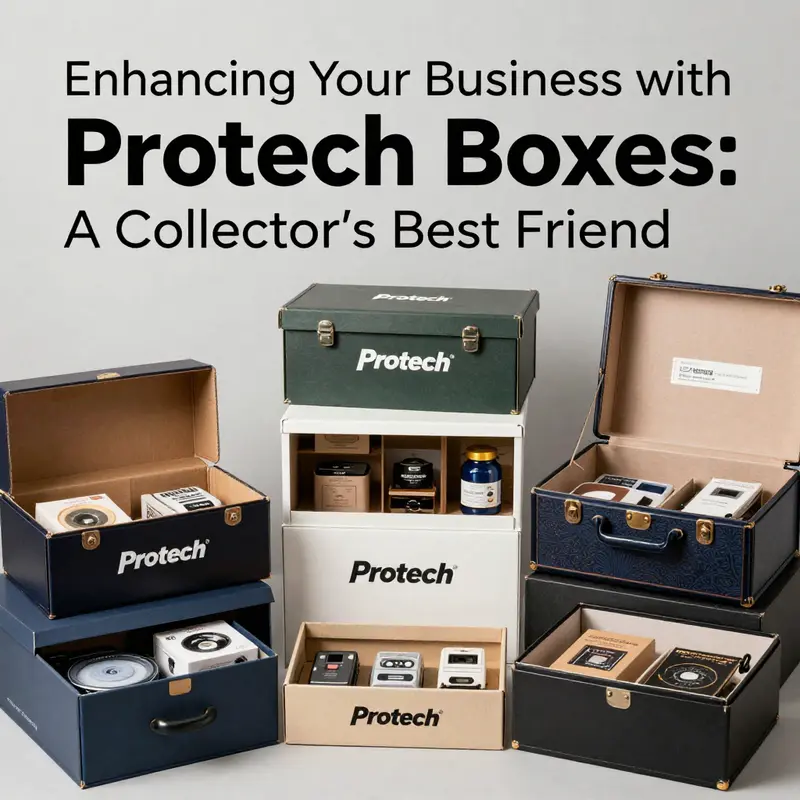 Protech boxes in action, demonstrating their usefulness in protecting and displaying a range of collectibles.