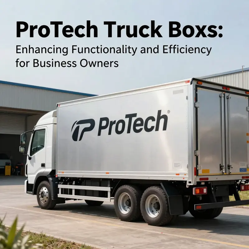 A ProTech Truck Box displayed on a truck, illustrating its role in improving efficiency and organization at work sites.