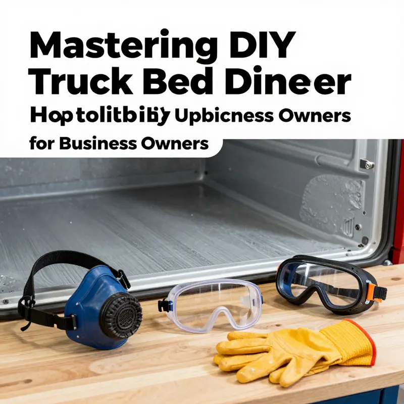 A well-prepared workspace set for spraying truck bed liner, highlighting the importance of preparation.