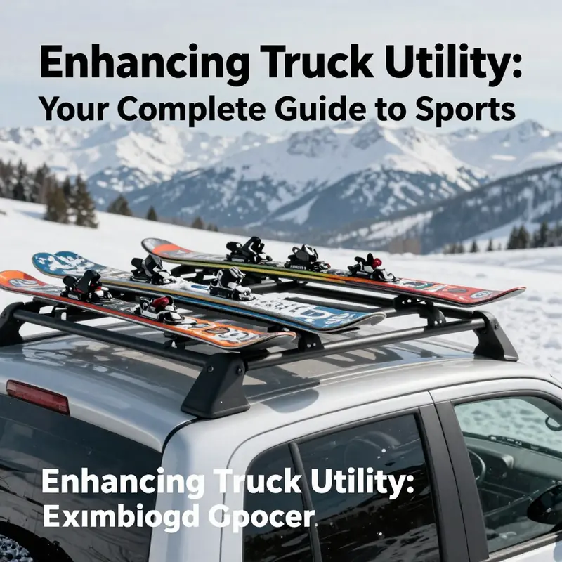 A truck with a ski and snowboard rack transporting winter sports gear, highlighting the utility for seasonal business activities.