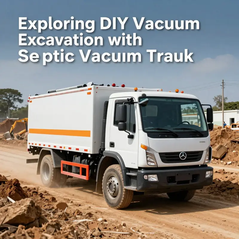 A septic vacuum truck being utilized for basic excavation operations in a utility-embedded work site.
