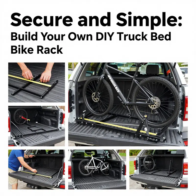 Visual designs illustrating various options for a DIY truck bed bike rack.