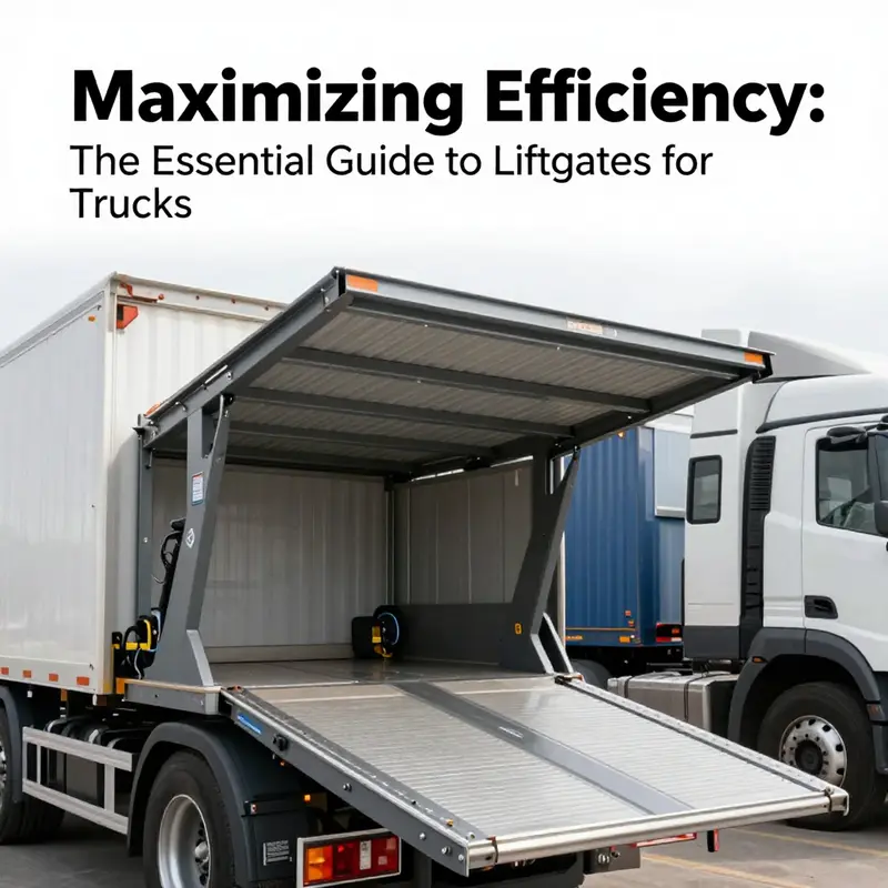 Illustration of a hydraulic liftgate highlighting its technical specifications.