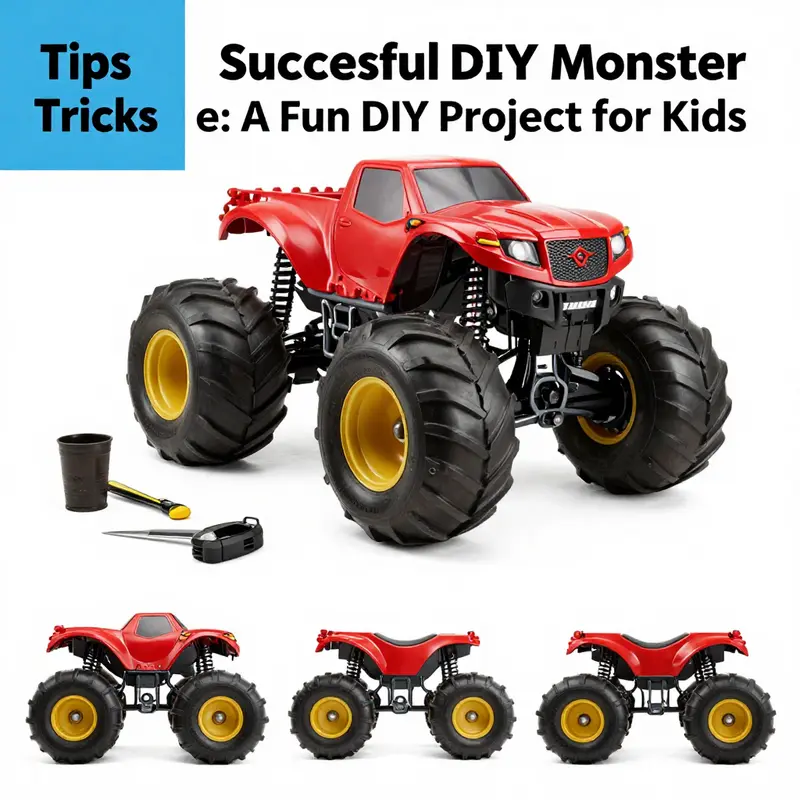 Essential materials arranged for crafting a DIY monster truck costume.