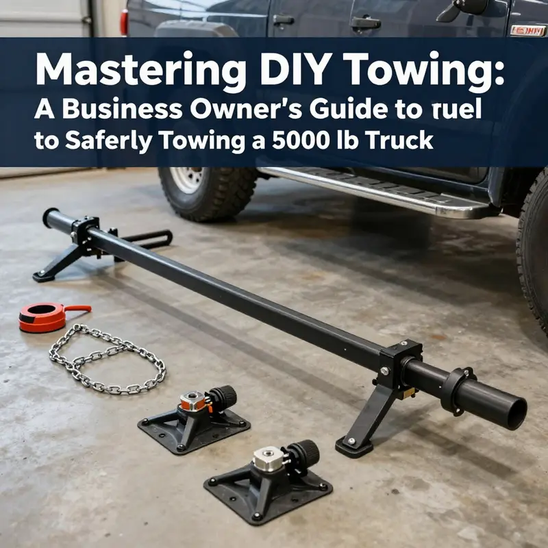 Key equipment for DIY towing includes a suitable tow bar, safety chains, and wheel chocks.