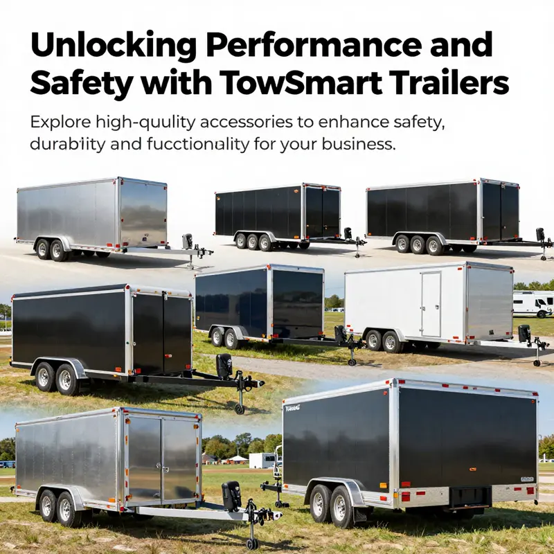 Diverse TowSmart trailer accessories being used on multiple trailer types, showcasing their functionality and reliability.
