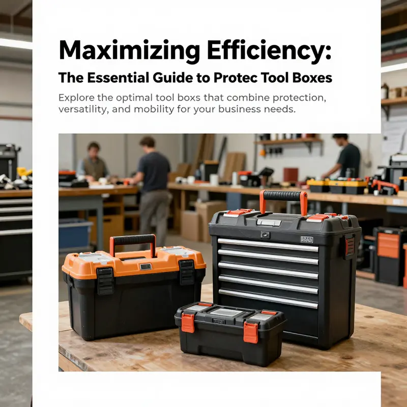Workshop filled with different types of tool boxes including aluminum, digital, and mobile options, representing a range of business needs.
