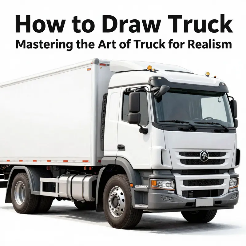 A collection of truck reference images highlighting key features for accurate drawing.