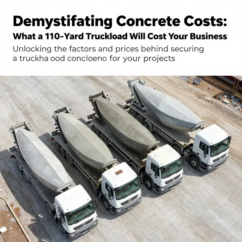 An aerial view of concrete trucks parked at a construction site, emphasizing the logistics of concrete delivery.
