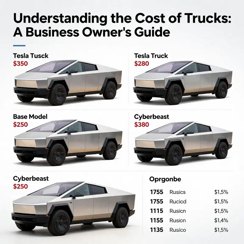 Tesla Cybertruck highlighting current pricing in an urban setting.