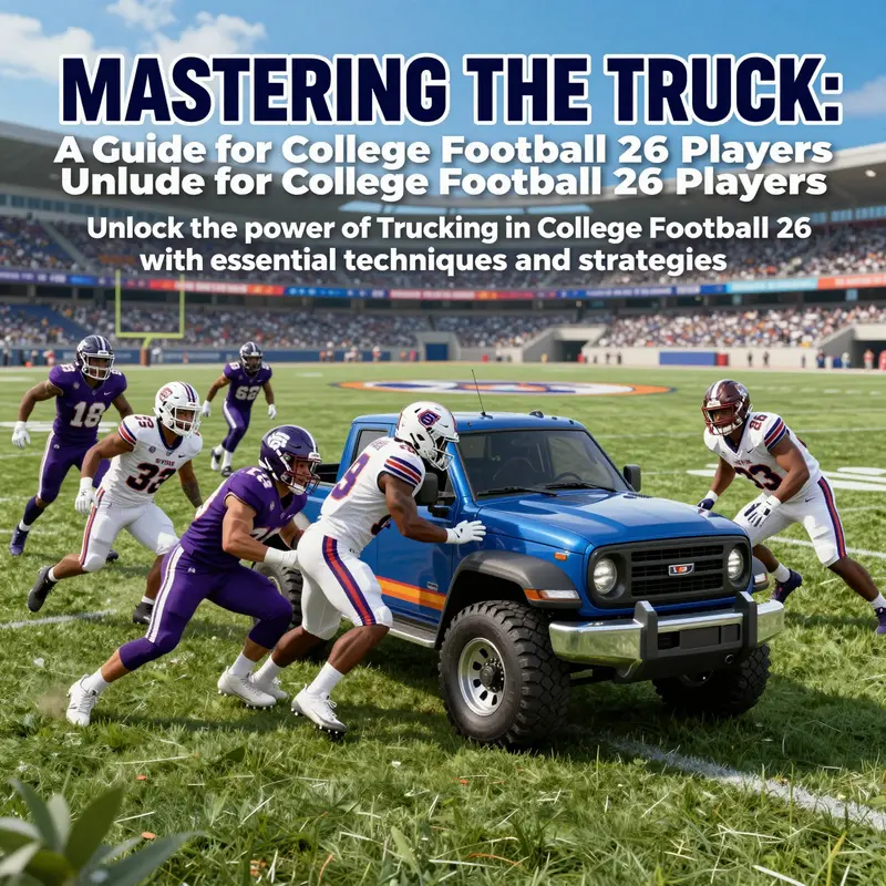 An engaging scene from College Football 26 illustrating players in motion, emphasizing the trucking gameplay mechanic.