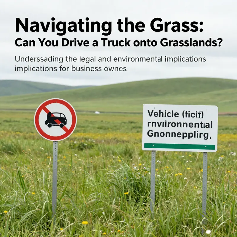 A beautiful grassland scene with signs indicating vehicle restrictions to safeguard the area.